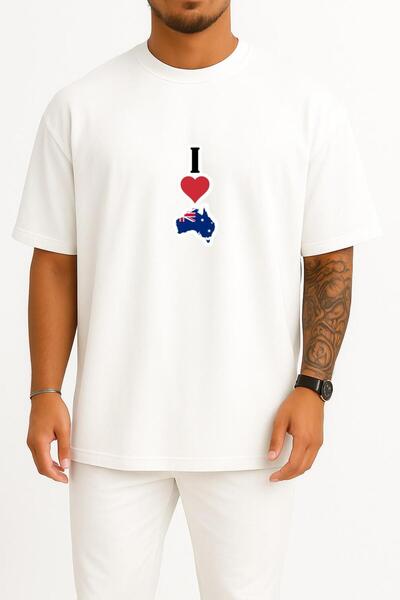 Bahriyeli Collection supradimensionat Tricou unisex I Love Australia Bust B c...