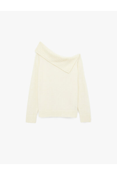 Koton Slim Fit Long Sleeve Boat Neck Knitwear Off-The-Shoulder Sweater