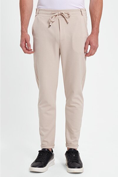 Tudors Ανδρικό Slim Fit βαμβακερό παντελόνι Jogger μπεζ με πλαϊνές τσέπες που...