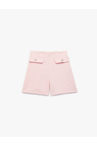 Koton Pantaloni scurți din tweed cu talie elastică și buzunar cu clapetă