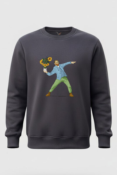 WİDİ تصميم صورة فنية مطبوع وزهور، سترة رياضية مصنوعة من القطن بنسبة 100%، مقا...