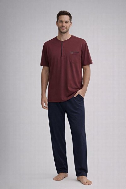 SCM LINGERIE Men's Cotton Printed Short Sleeve Pajama Set