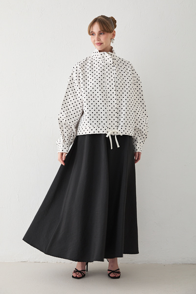 Melike Tatar Polka Dot Detailed Skirt Suit 77-1986