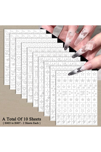 Choice SetAA (10 Sheets) 2 to 30 Sheets Transparent Laser Hollow Nail Stencil...