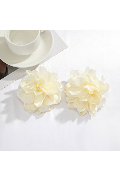 Choice off-white Lacteo Fashion Large Rose Flower Stud Earrings for Women Jew...