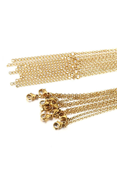 Choice gold color 1.5mm 10pcs 45+5cm Gold Color Stainless Steel Link Chains i...