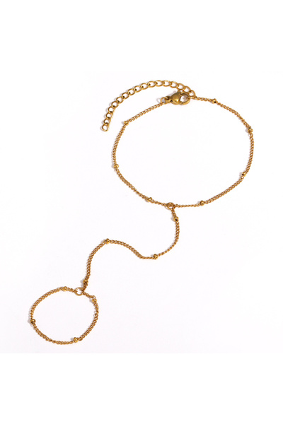 Choice gold Stainless Minimalist Thin Chain Connected Finger Ring Bracelets f...