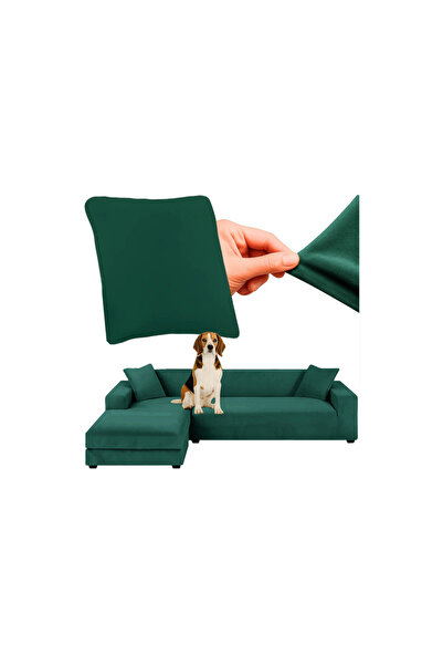 Ruhhy Sofa cover, universal size, 145-185 cm, pillowcase, green velvet