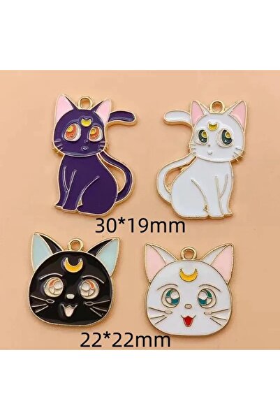 Choice 10pcs mix 10pcs Enamel Moon Cat Charm for Jewelry Making Earring Penda...