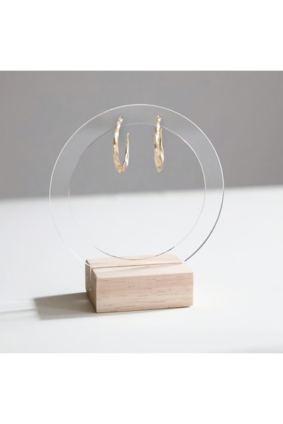 Choice حامل أقراط بسيط من قطعة واحدة بقاعدة خشبية وتفاصيل مجوفة، مثالي للعرض ...