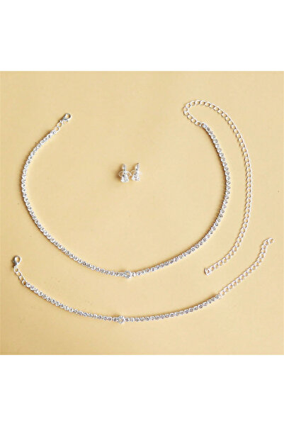 Choice Silver Plated Elegant Crystal Wedding Necklace Bracelet Earring Set St...