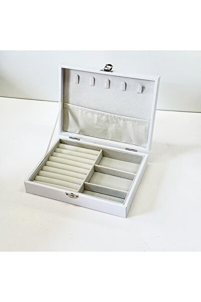 Choice صندوق تنظيم مجوهرات أبيض - علبة تخزين محمولة للقلائد والأقراط والخواتم...