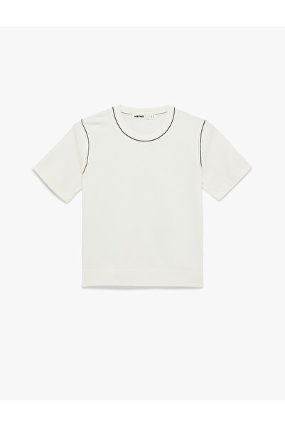 Koton Stripe Detailed Short Sleeve Crew Neck Knitwear Sweater