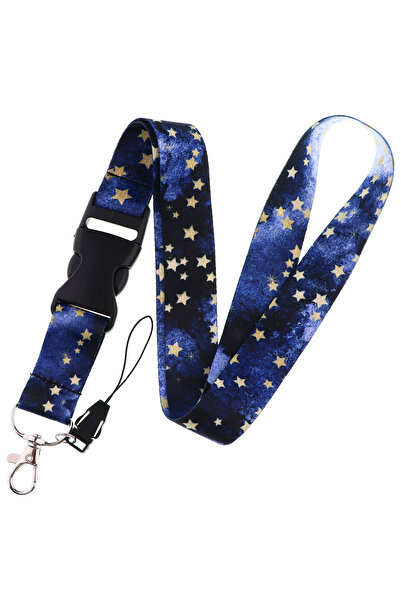 Choice 7 FI19 سلسلة مفاتيح بحبل مزود بإبزيم، مزينة بنمط السماء المرصعة بالنجو...