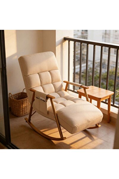 Mtanvxay Indoor Outdoor Rocking Chair Comfortable Armrests Side Pockets Heigh...