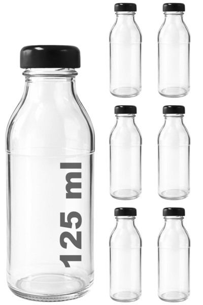 Afracam 125 ml Şeffaf Derin Siyah Metal Kapaklı Cam Şişe 125 cc Meşrubat Şişe...