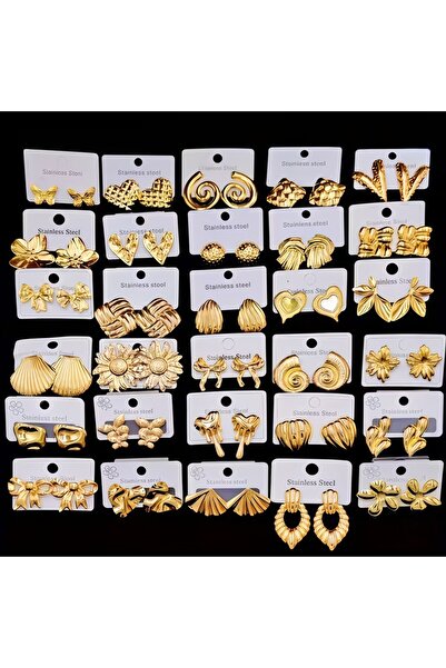 Choice مجموعة أقراط ذهبية اللون مكونة من 10/20/30 زوجًا من أقراط القلب والزهو...