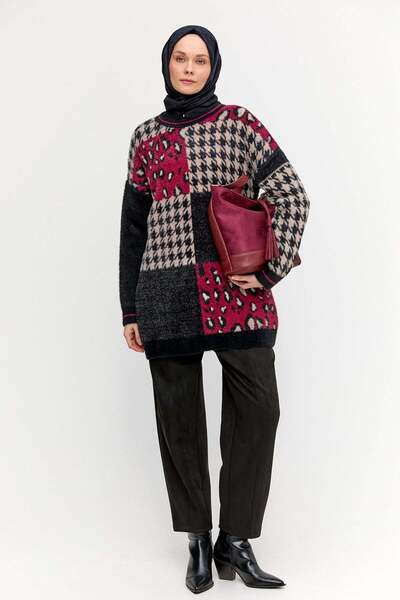 Setrms Desenli Yuvarlak Yaka Triko Tunik