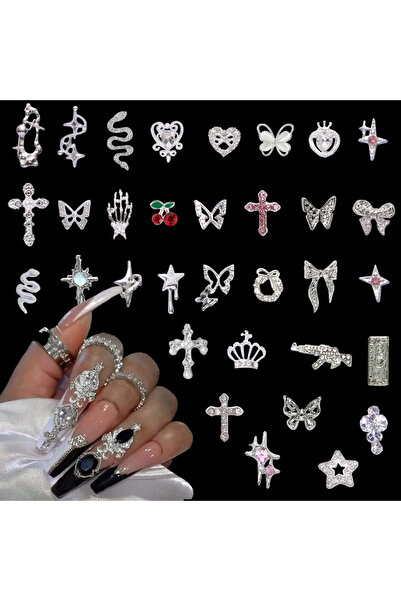 Choice D01-2 30Pcs Nail Art Rhinestone Accessories mixed loading Sliver Y2K f...