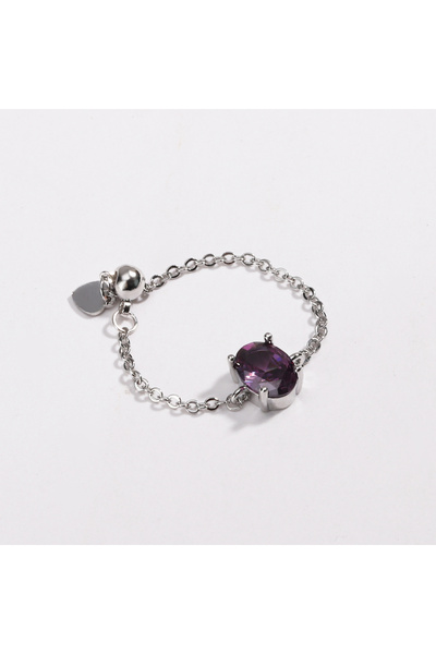 Choice resizable silver purple Adjustable Bling Tiny Delicate Oval Shape Colo...