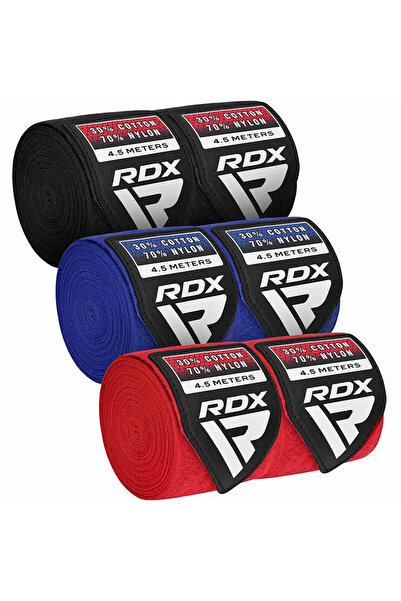 RDX Set 3 perechi bandaje elastice Red/Black/Blue+, Rosu/Negru/Blue, 4.5 m