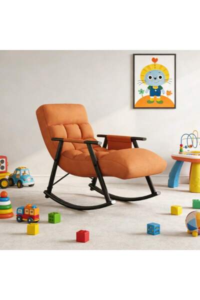 Tiokkss Height-Adjustable Rocking Chair Breathable Armrests Side Pockets for ...