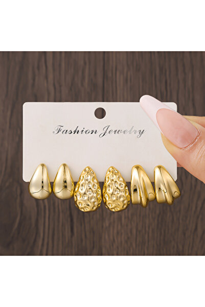 Choice Golden6 Creative Irregular Twisted Striped Design C-shaped Hoop Earrin...