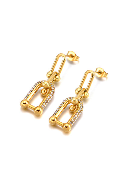 Choice E25206G Lokaer Sparkling Zircon U Shape Horseshoe Buckle Earrings Stai...