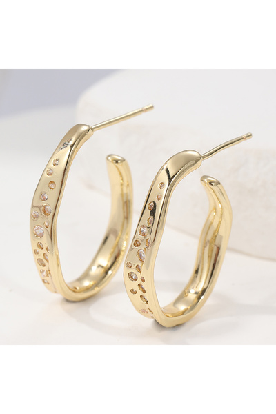 Choice Clear T641 Fashion Sparking Synthetic Zirconia Inlaid Irregular Hoop E...