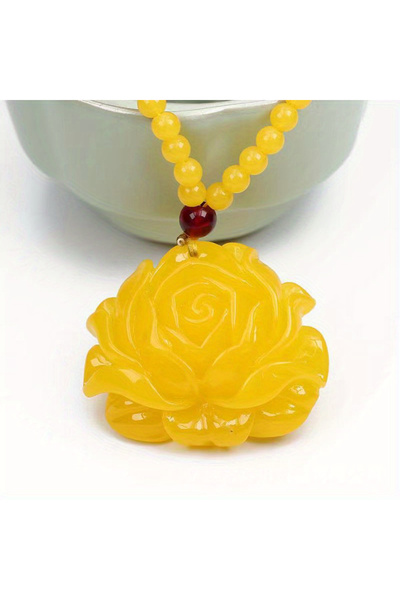 Choice Lotus flower 1PC Fashion Charm Blood Amber Amber Drop Pendant Necklace...