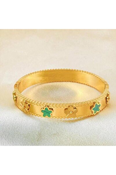 Choice سوار أنيق من الفولاذ المقاوم للصدأ بتصميم زهرة خضراء، مستوحى من الطراز...