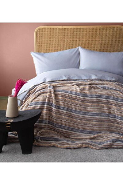 PAMUKLAR طقم غطاء لحاف مزدوج من AP باللون الرمادي لشبونة مع غطاء لحاف