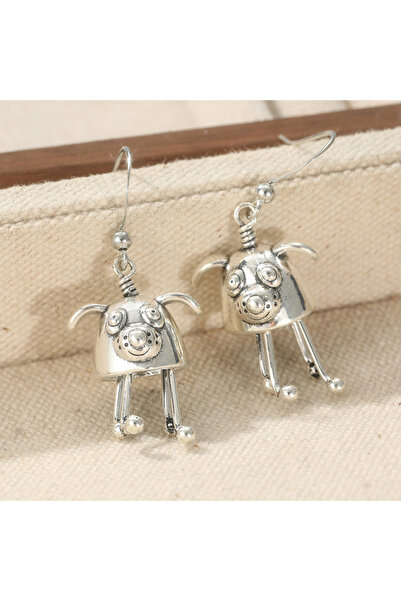 Choice أقراط متدلية بتصميم كلب جميل مطلي بالفضة بتصميم عتيق من طراز T977 للنس...