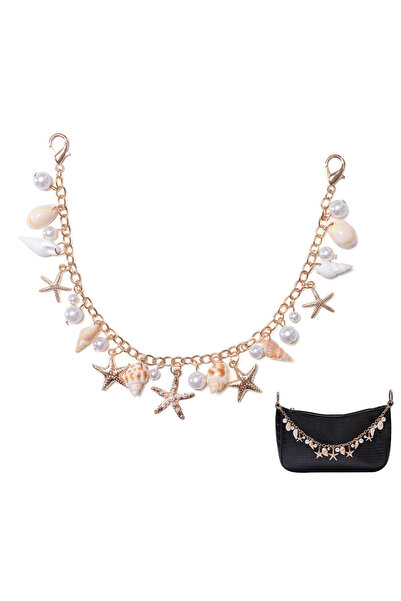 Choice 2 Bag Charms for Handbags Golden Keychain Purse Shell Charm Key Pendan...