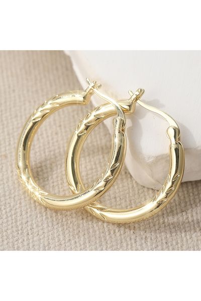 Choice T650 Vintage Copper Material Hand Carved Golden Plated Hoop Earrings W...