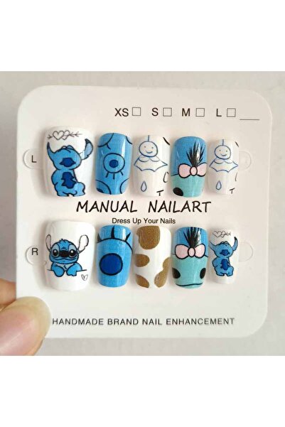 Choice مجموعة أظافر صناعية لطيفة بتصميم ستيتش، مقاسات من 3 إلى XS، 10 قطع، من...