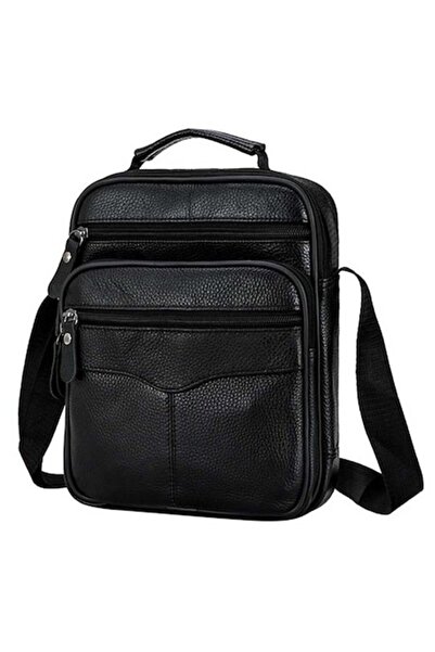 OEM -leather shoulder bag with adjustable straps, 20x25x9 cm, black