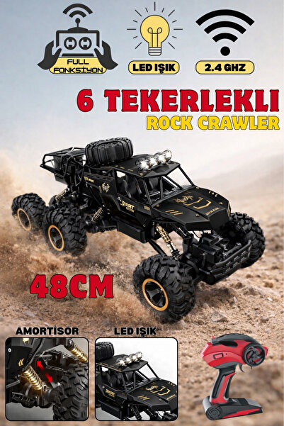 YILDIRIM OYUNCAK Uzaktan Kumandalı Şarjlı Işıklı 6 Teker Metal Dev Boy RC Roc...