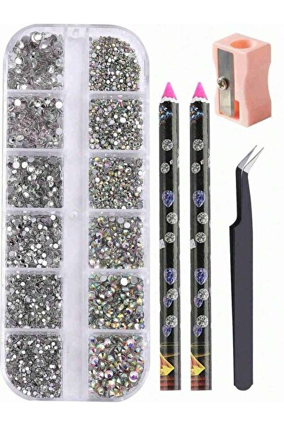 Choice 02 5 قطع/مجموعة أحجار الراين الكريستالية البيضاء AB الاحترافية متعددة ...