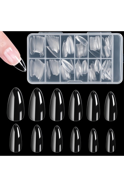 Choice 240 قطعة من أطراف الأظافر الصناعية اللوزية، شفافة غير لامعة وناعمة، 12...