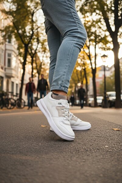 enoch Men's White Casual Sports Shoes Thick Soled Sneaker with Suede Detailin...