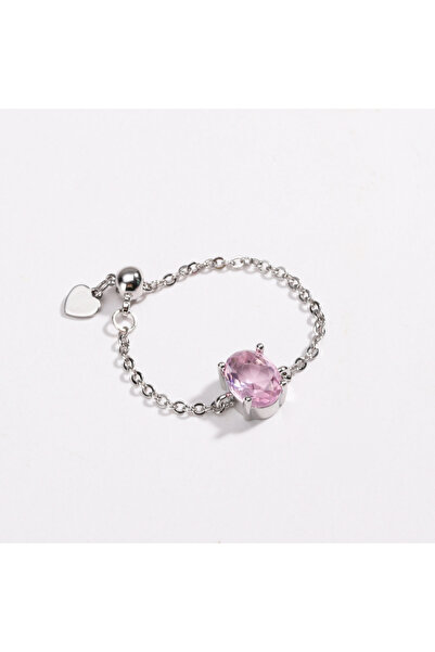 Choice خواتم فضية وردية قابلة للتعديل، مرصعة بأحجار صغيرة بيضاوية الشكل، قابل...