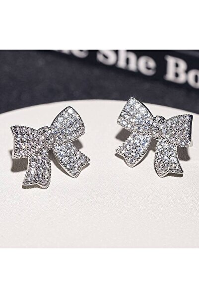 Choice E4902 Huitan Aesthetic Women Stud Earrings Full Shining CZ Bowknot Sha...