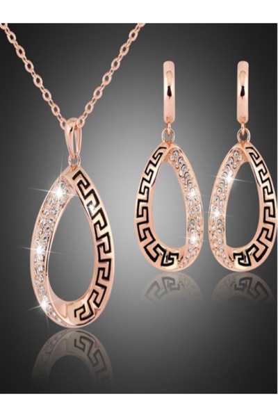 Generic Classic Hollow Pattern Water Drop Ring Earrings Pendant