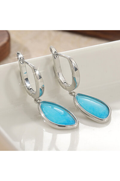 Choice Blue T440 Fashion Classic Inlaid Synthetic Aquamarine Leaf Shaped Pend...