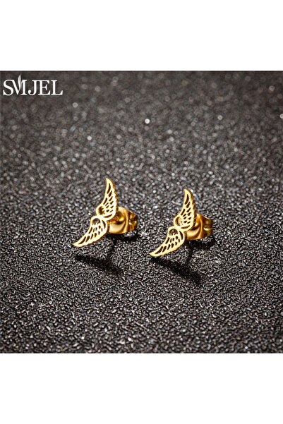 Choice GED741G Vintage Small Angel Wings Earrings for Women Retro Hollowed-ou...