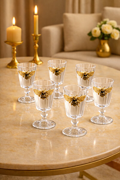 YzHome 6-Piece Crystal Glass Flute Coffee Side Glass Bee Glass 75ml