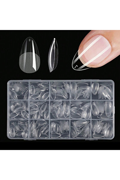 Choice 330pcs 330Pcs/Box Almond Shaped Matte Acrylic Clear Fake Nails, 15 Siz...