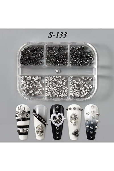 Choice 6 Grids S-133 6Grids Metal Rivet Punk Cone Spike Nail Charm Cool Girl ...