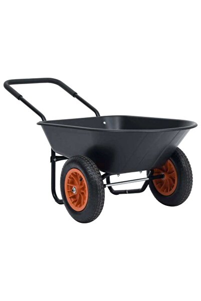 vidaxl Wheelbarrow Black and Orange 78 L 100 kg
